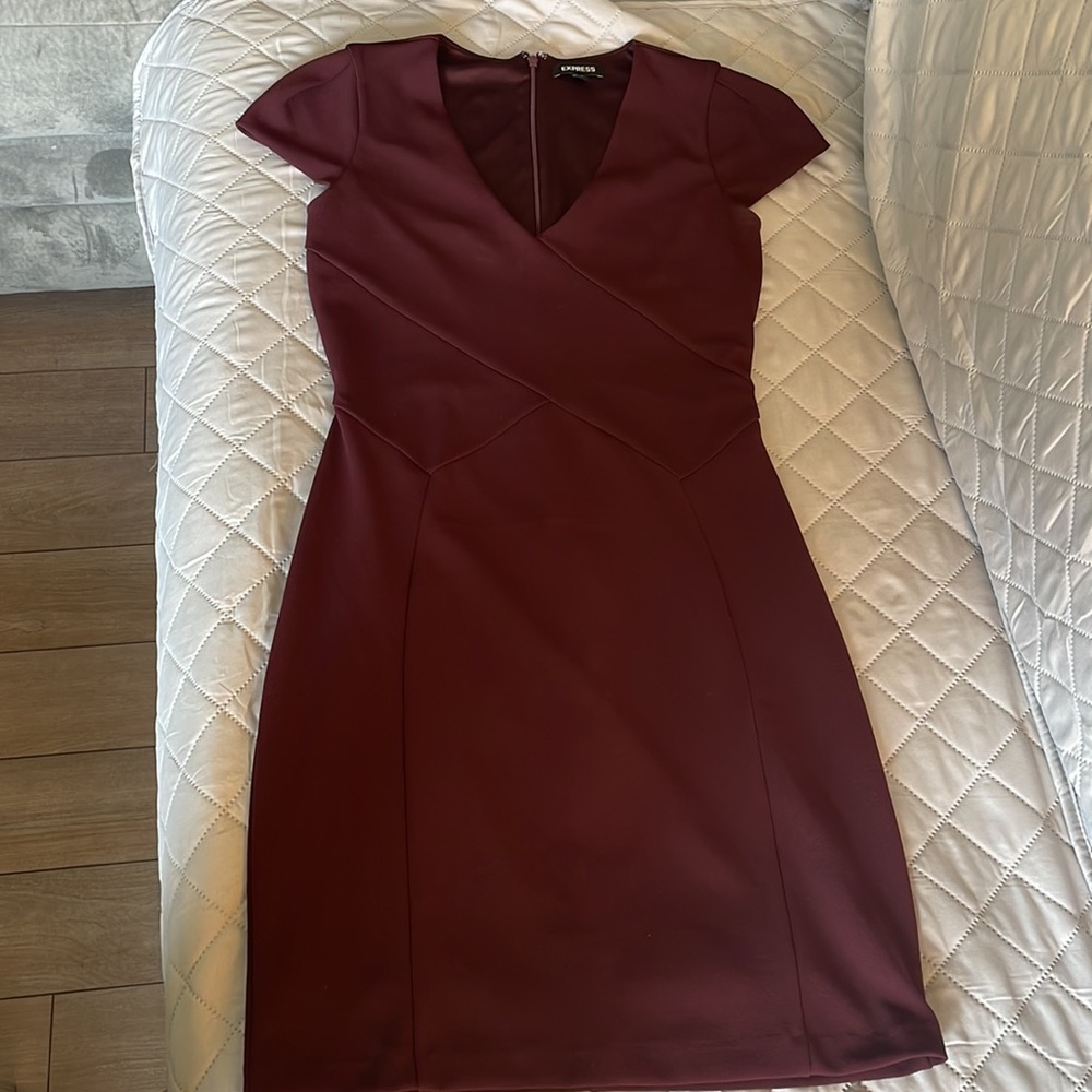 Wine Colored, Cap Sleeve Dress